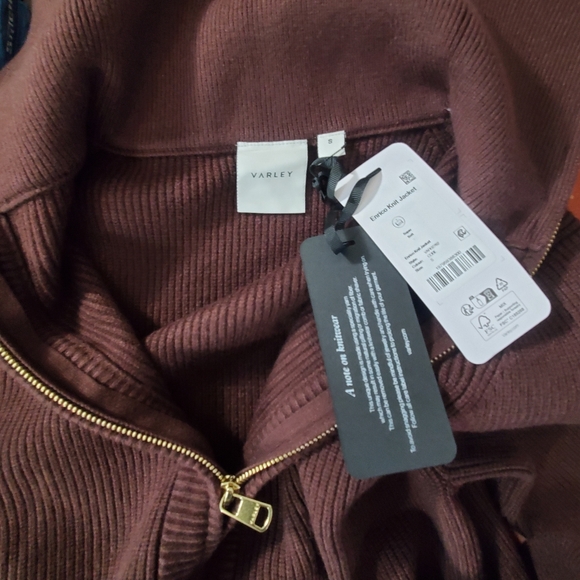 Varley Enrico Zip-through Ribbed Knit Jacket Coffee Bean Relaxed - Picture 3 of 13